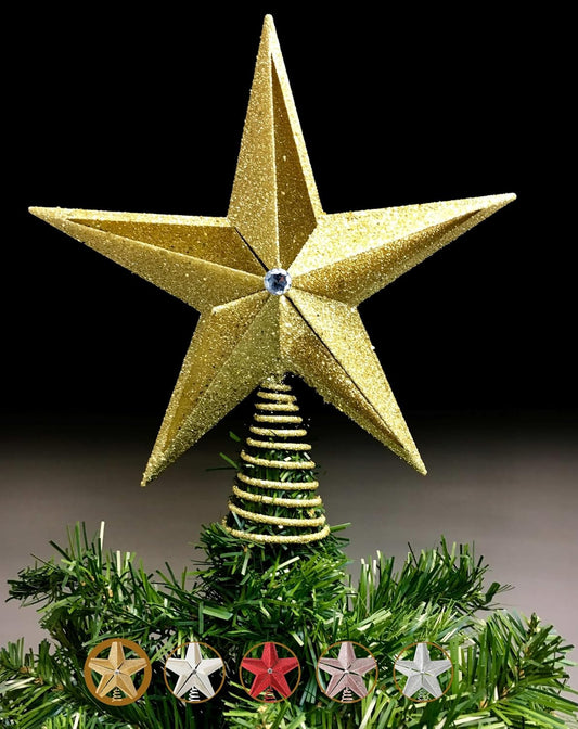 10 Inch Gold Glittered Large Filigree Christmas Star Tree Topper Star for Large Tree 6 Feet-8 Feet Tall/Home Decor Ornaments (Gold)